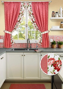 Комплект штор Red Kimberly - S 350x175 см., цвет красный, молочный 