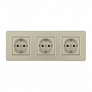 Розетка с заземлением и со шторкой SET16-3 SET16-3-40-1x3 shampan