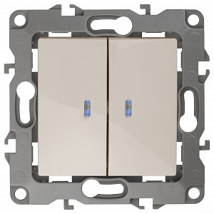 Выключатель двухклавишный с подсветкой без рамки Эра 12 12-1004-06 Выключатель двухклавишный с подсветкой без рамки Эра 12 12-1004-06