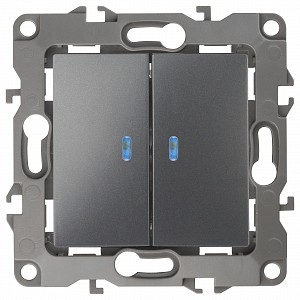 Выключатель двухклавишный с подсветкой без рамки Эра 12 12-1105-12