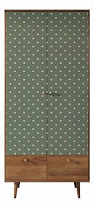 Шкаф 2-х дверный Berber Принт 12 (зеленый в белый горох Print 12, коричневый) 