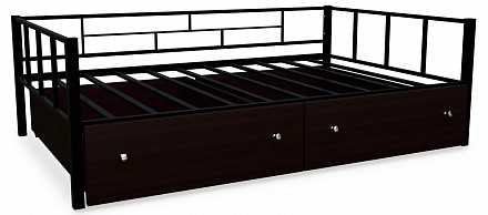 Полутораспальная кровать Арга 120  черный с ящиками 