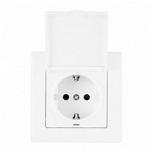 Розетка с заземлением и шторкой, с крышкой SET06-1 SET06-1-41-1 white