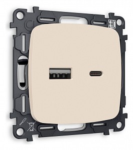 Розетка 2хUSB type A и C без рамки Quant MO331010