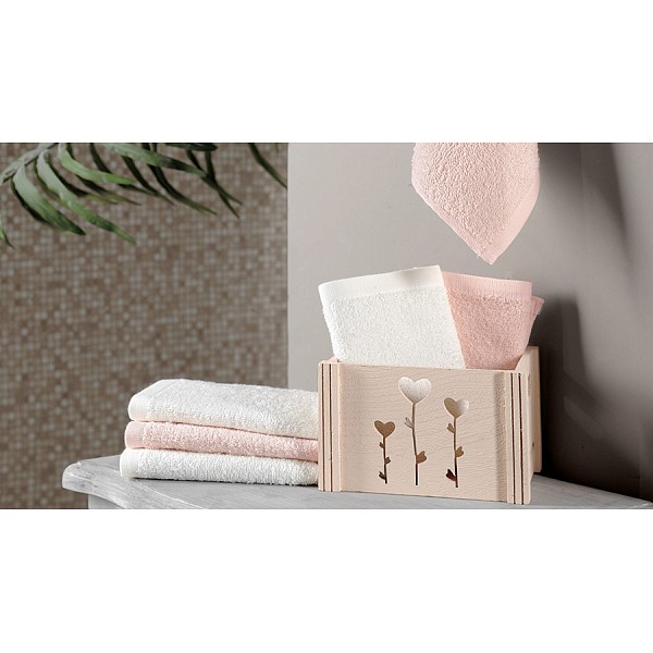 

Набор из 6 полотенец для рук (30x30 см) Flori, Белый;персиковый, (30x30 см) Flori