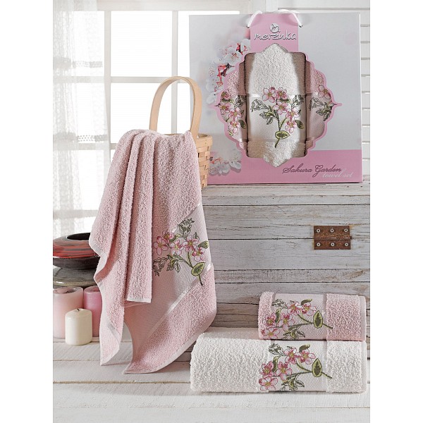 

Набор полотенец для ванной Sakura Garden, Белый;розовый, Sakura Garden