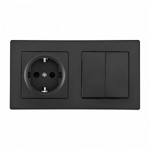 Блок с розеткой и выключателем SET06-2 SET06-2-30-2-40-1 black
