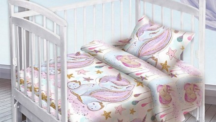 Белье в кроватку для новорожденного Золотой единорог DTX_13247-968