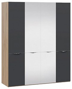 Шкаф 4-х дверный Глосс (графит, зеркальный) 