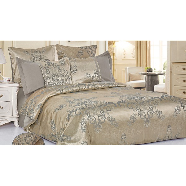 

Комплект евростандарт Satin jacquard, Бежевый;золотой, Satin jacquard