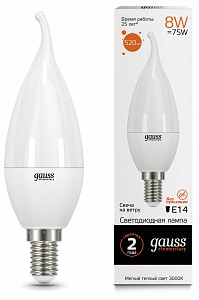 Лампа светодиодная [LED] Gauss E14 8W 3000K