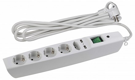 Удлинитель с выключателем  SFU-5es-2m-W