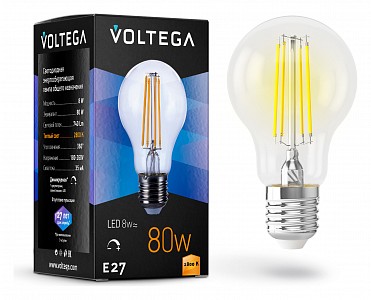 Лампа светодиодная [LED] Voltega E27 8W 2800K