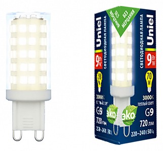 Лампа светодиодная [LED] Uniel G9 9W 3000K