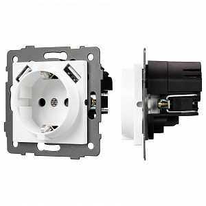 Розетка с заземлением и 2хUSB type A, без рамки SCT 49818