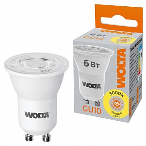 Лампа светодиодная [LED] Wolta GU10 6W 3000K