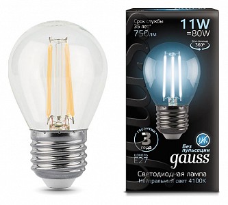 Лампа светодиодная [LED] Gauss E27 11W 4100K