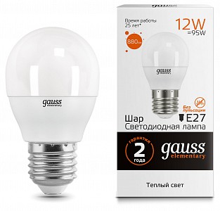 Лампа светодиодная [LED] Gauss E27 12W 3000K