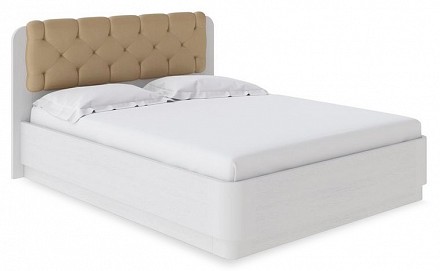 Кровать двуспальная Wood Home 1 с подъемным механизмом   белый с брашированием