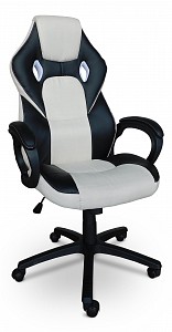 Кресло офисное MF-372, белый, черный, ткань, экокожа