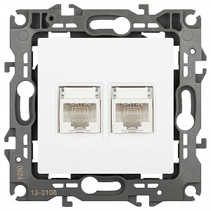 Розетка двойная Ethernet RJ-45 без рамки Эра 12 12-3108-01М Розетка двойная Ethernet RJ-45 без рамки Эра 12 12-3108-01М