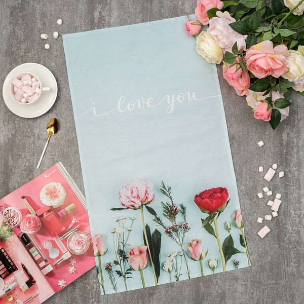 

Полотенце для кухни I love you, Голубой, I love you