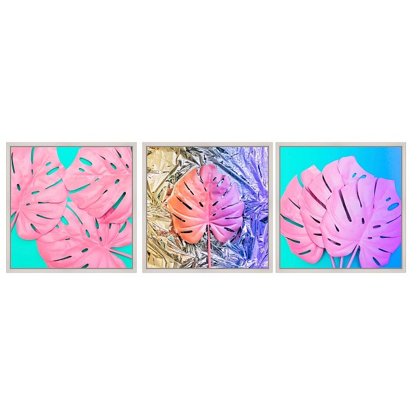 Набор из 3 картин (120x40 см) Розовые листья BE-110-104 Ekoramka EKO_BE-110-104