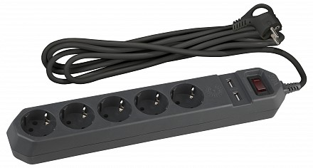 Удлинитель с выключателем  USF-5es-1.5m-USB-B