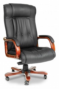 Кресло Chairman 653, черный, кожа натуральная