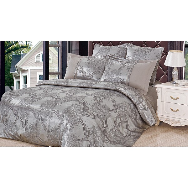 

Комплект евростандарт Satin jacquard, Серый, Satin jacquard