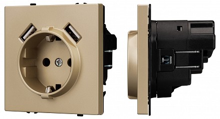 Розетка с заземлением и со шторкой и 2хUSB type A, без рамки NOBE 054290(1)