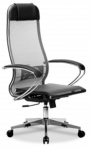 Кресло МЕТТА-4(MPRU), серый, сетка, экокожа