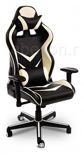 Геймерское кресло Racer, бежевый, черный, кожа искусственная