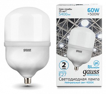 Лампа светодиодная [LED] Gauss E27 60W 4000K