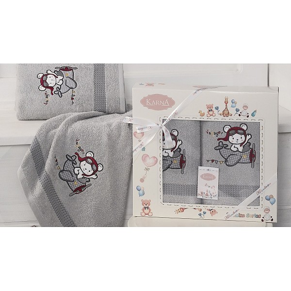 

Набор из 2 полотенец детских BAMBINO-SAMALOT, Серый, BAMBINO-SAMALOT