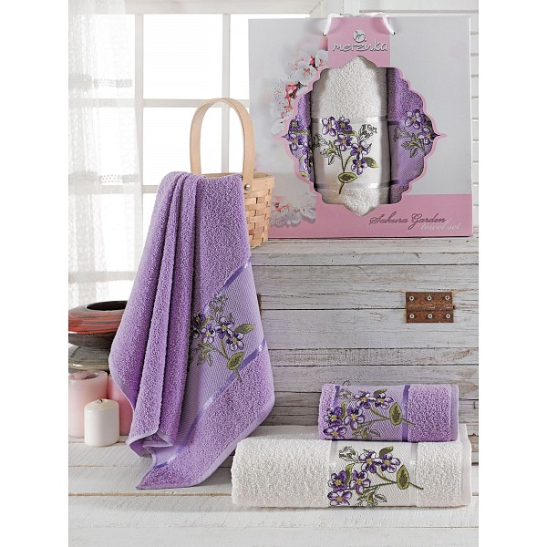 

Набор полотенец для ванной Sakura Garden, Белый;лиловый, Sakura Garden