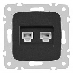 Розетка двойная RJ-11 и Ethernet RJ-45, без рамки 205.44-1.black