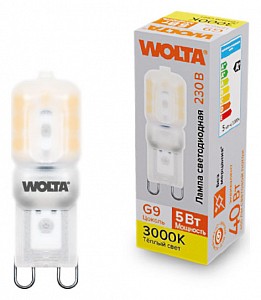 Лампа светодиодная [LED] Wolta G9 5W 3000K