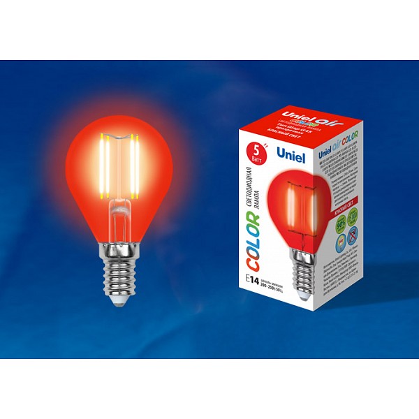 Лампа светодиодная Air Color E14 200-250В 5Вт красный LED-G45-5W/RED/E14 GLA02RD картон UL_UL-00002985