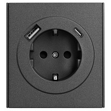 Розетка с заземлением и со шторкой и 2хUSB, без рамки STRONG KR-78-0704-6