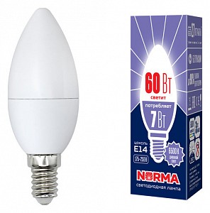 Лампа светодиодная [LED] Volpe E14 7W 6500K