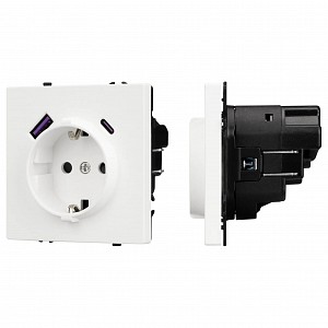 Розетка с заземлением и 2хUSB type A, без рамки SCT 054284 Розетка с заземлением и 2хUSB type A, без рамки SCT 054284