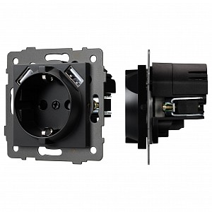 Розетка с заземлением и 2хUSB type A, без рамки SCT 49819