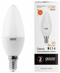 Лампа светодиодная [LED] Gauss E14 10W 3000K