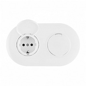 Розетка с заземлением и шторкой, с крышкой SET08-2 SET08-2-41-1x2 white