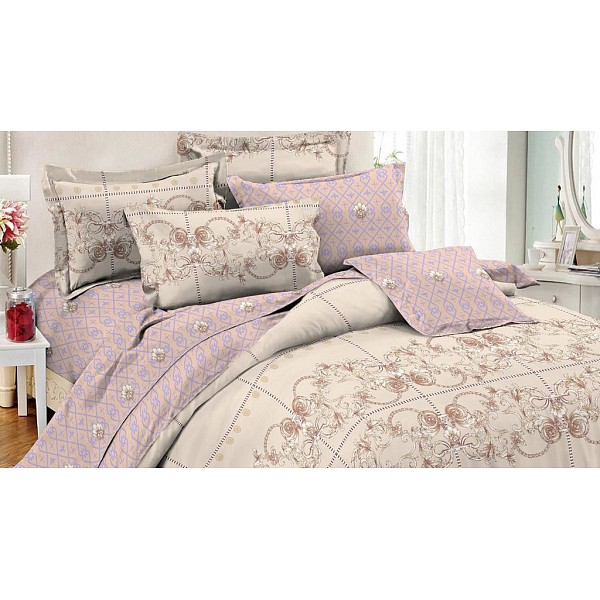 

Комплект двуспальный Pure cotton, Pure cotton, Бежевый;сиреневый