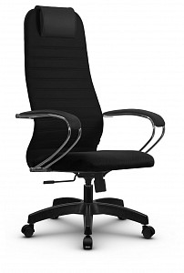 Кресло офисное SU-B-10, черный, ткань-сетка, экокожа