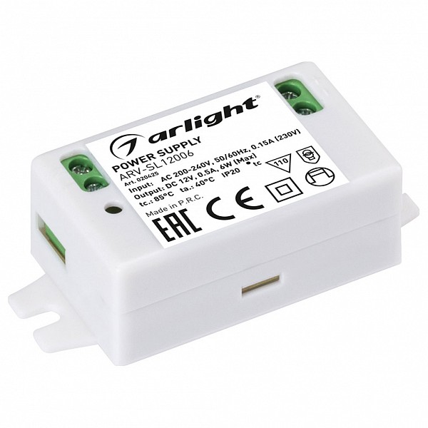 

Блок питания 12В 6Вт ARV-SL12006 (12V, 0.5A, 6W), 12В 6Вт ARV-SL12006 (12V, 0.5A, 6W)