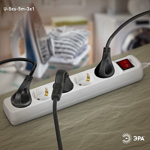 Удлинитель с выключателем  U-5es-5m-3x1