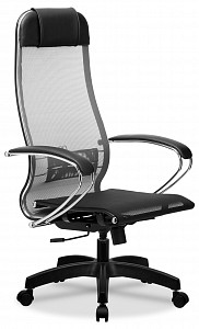Кресло МЕТТА-4(MPRU), серый, черный, сетка, экокожа